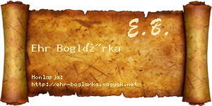 Ehr Boglárka névjegykártya